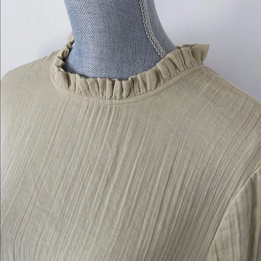 Free People Living for This Mini Dress L Sage Green Babydoll Ruffled Collar Boho